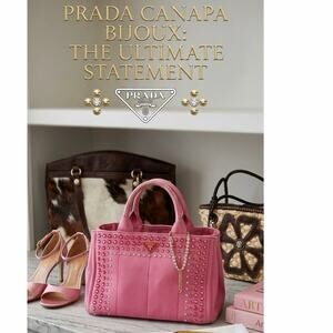 Prada Canapa Bijoux Crystal Embellished Pink Canvas Tote